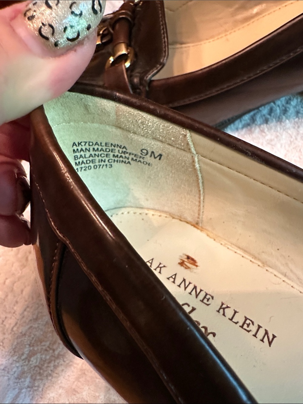 Anne Klein Dark Brown Leather Loafers with Gold Hardware - Picture 7 of 7